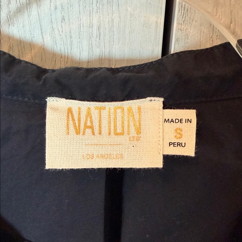 Nation LTD Geneva Blouse in Black Button-Front Pima Cotton - Picture 2 of 6